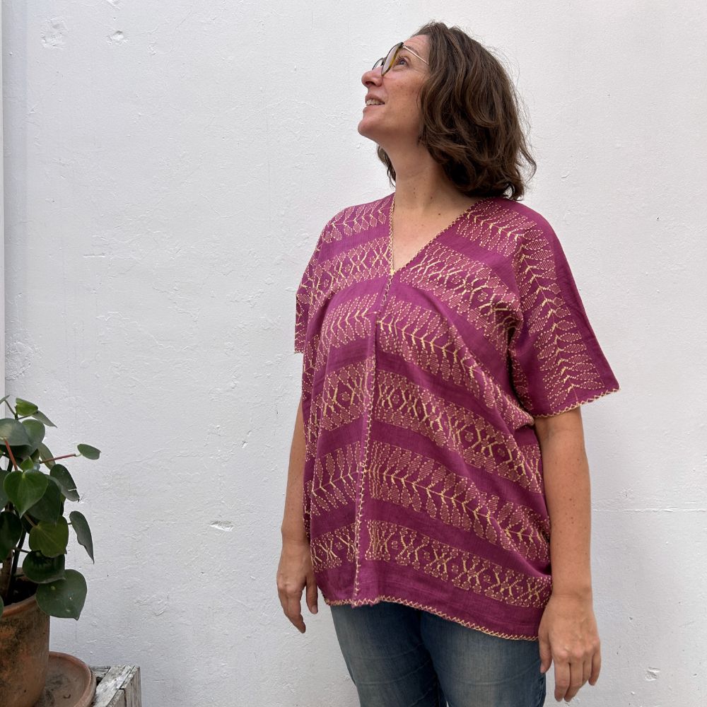 Picbil Cloud Blouse: Hot Pink + Grey (L)
