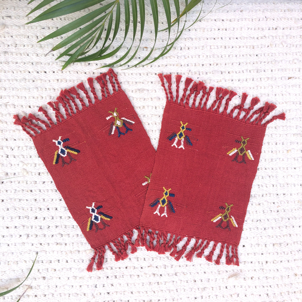 Cotzal Large Coasters: Naturally-dyed red / pack of two