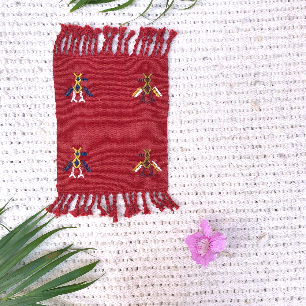 Cotzal Large Coasters: Naturally-dyed red / pack of two