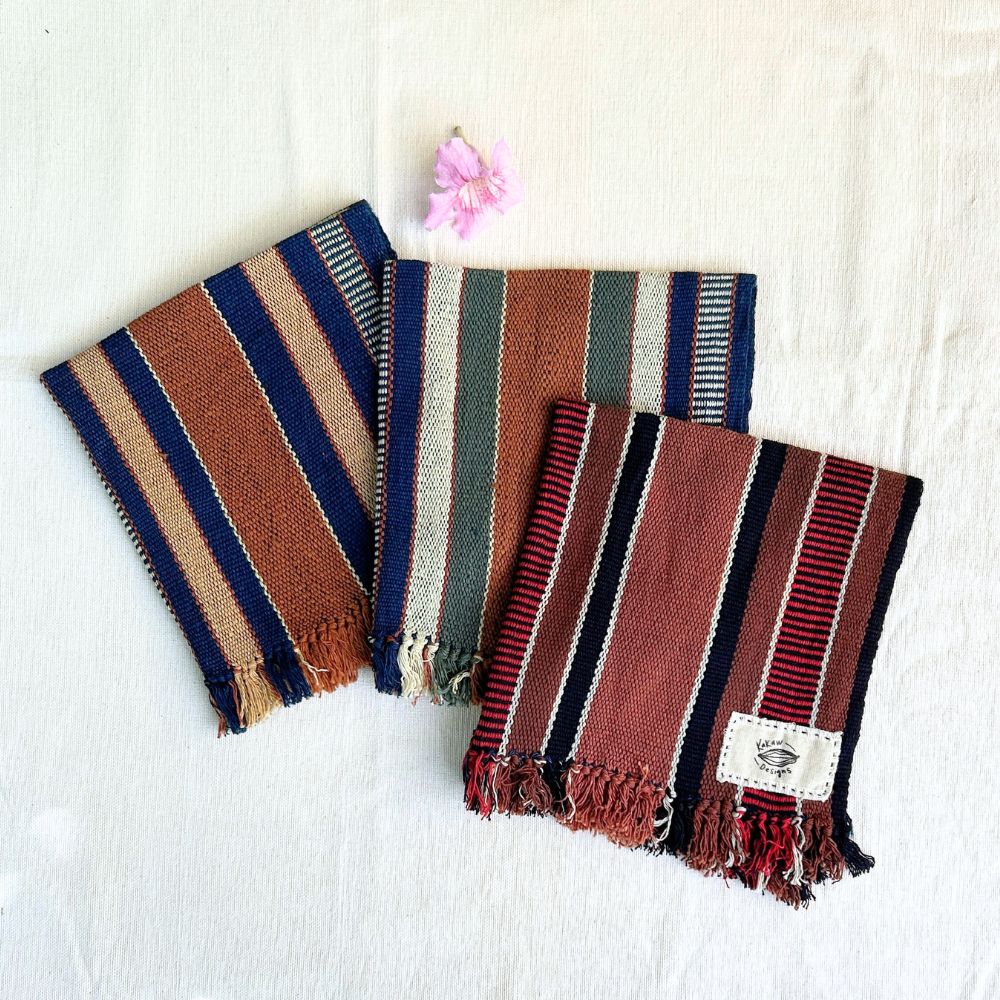 Handspun Cotton Tea Towel: Coco & Indigo Stripes