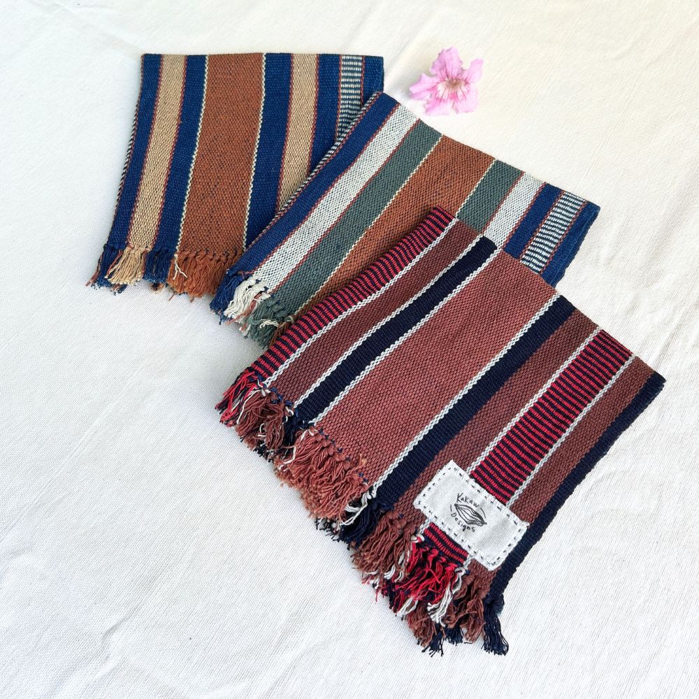 Handspun Cotton Tea Towel: Coco & Indigo Stripes