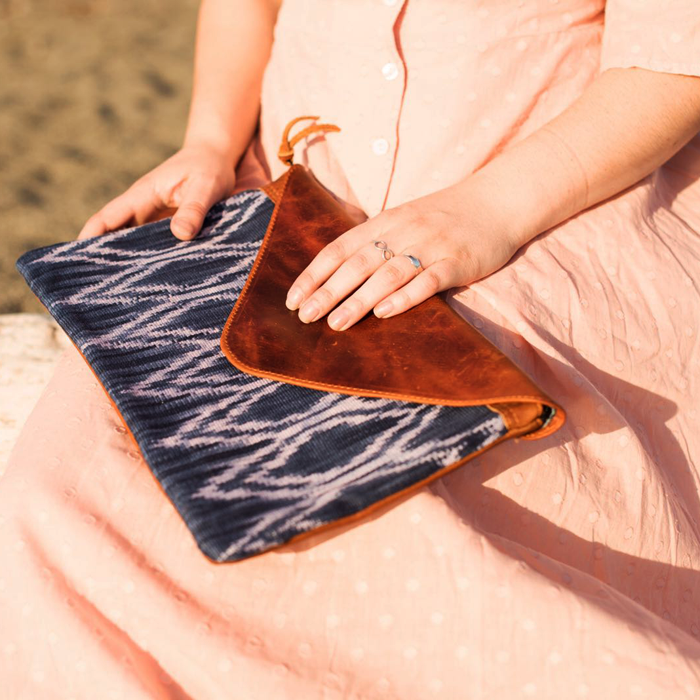 Oversized Envelope Clutch: Indigo Diamond Ikat