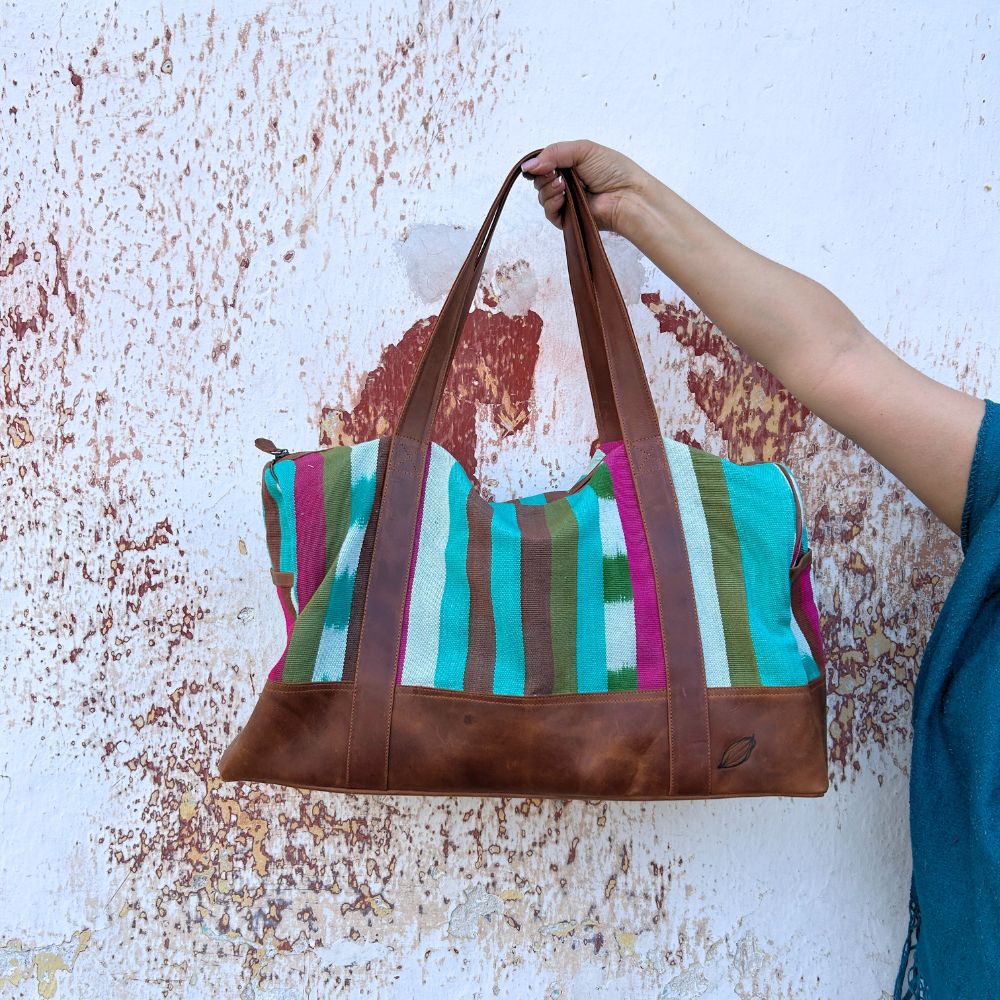 Duffel Bag in Colorful Asymmetry Ikat