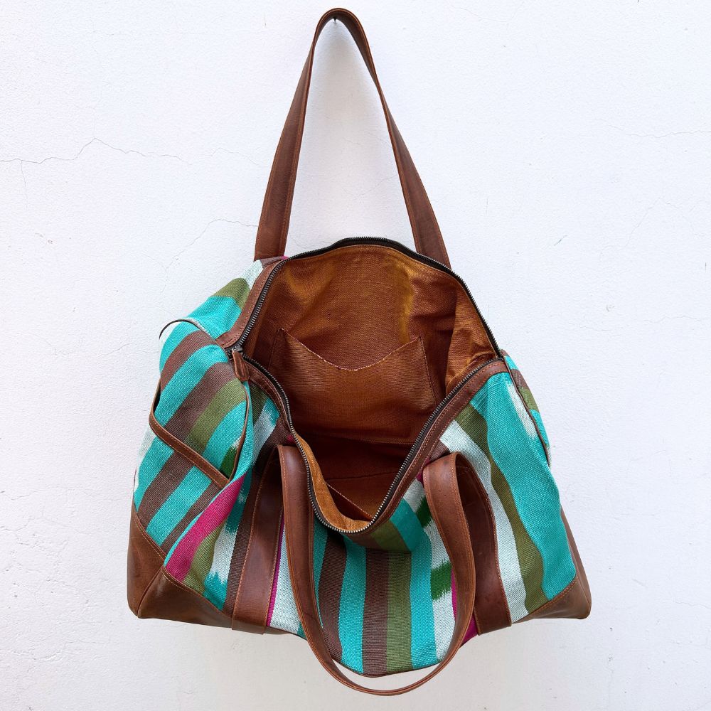 Duffel Bag in Colorful Asymmetry Ikat