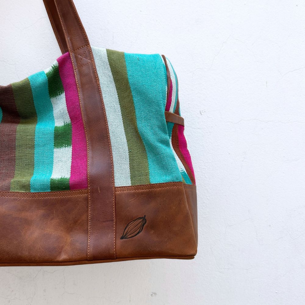 Duffel Bag in Colorful Asymmetry Ikat
