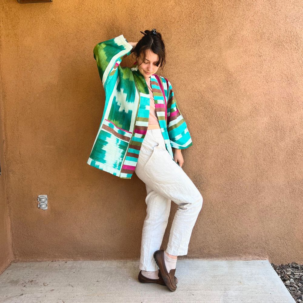 The Aiko Jacket: Colorful Asymmetry Ikat