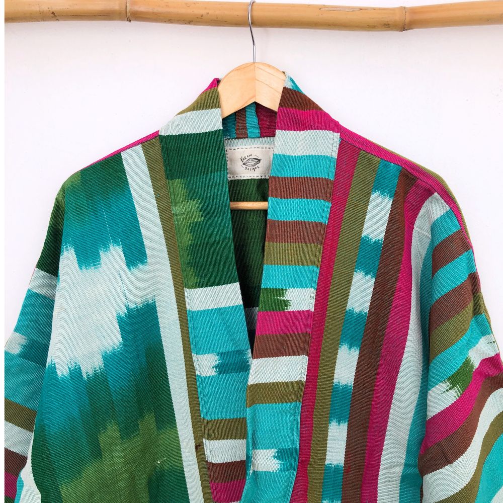 The Aiko Jacket: Colorful Asymmetry Ikat