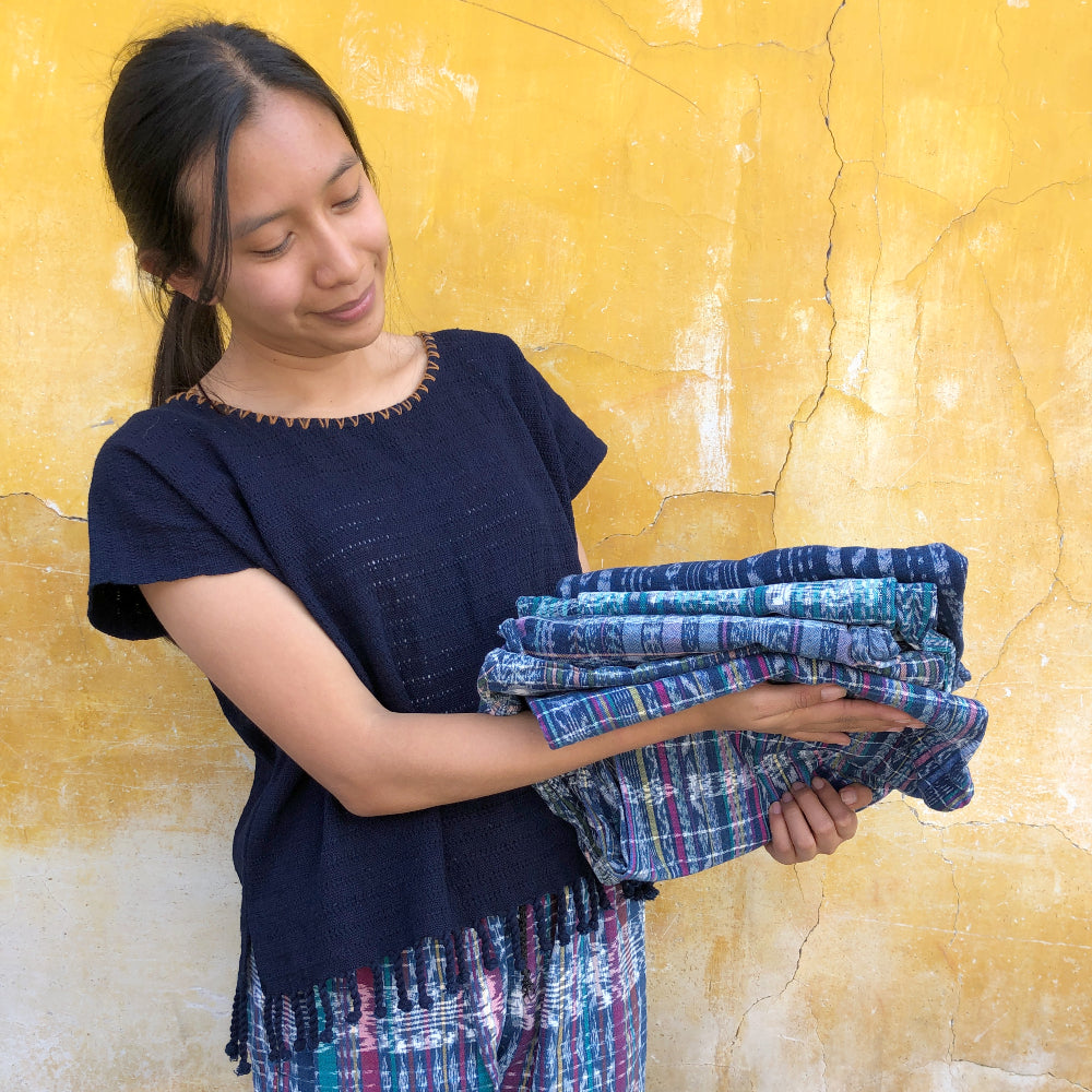 Cozy Corte Pants: Dark Blue & Purple Ikat (S)