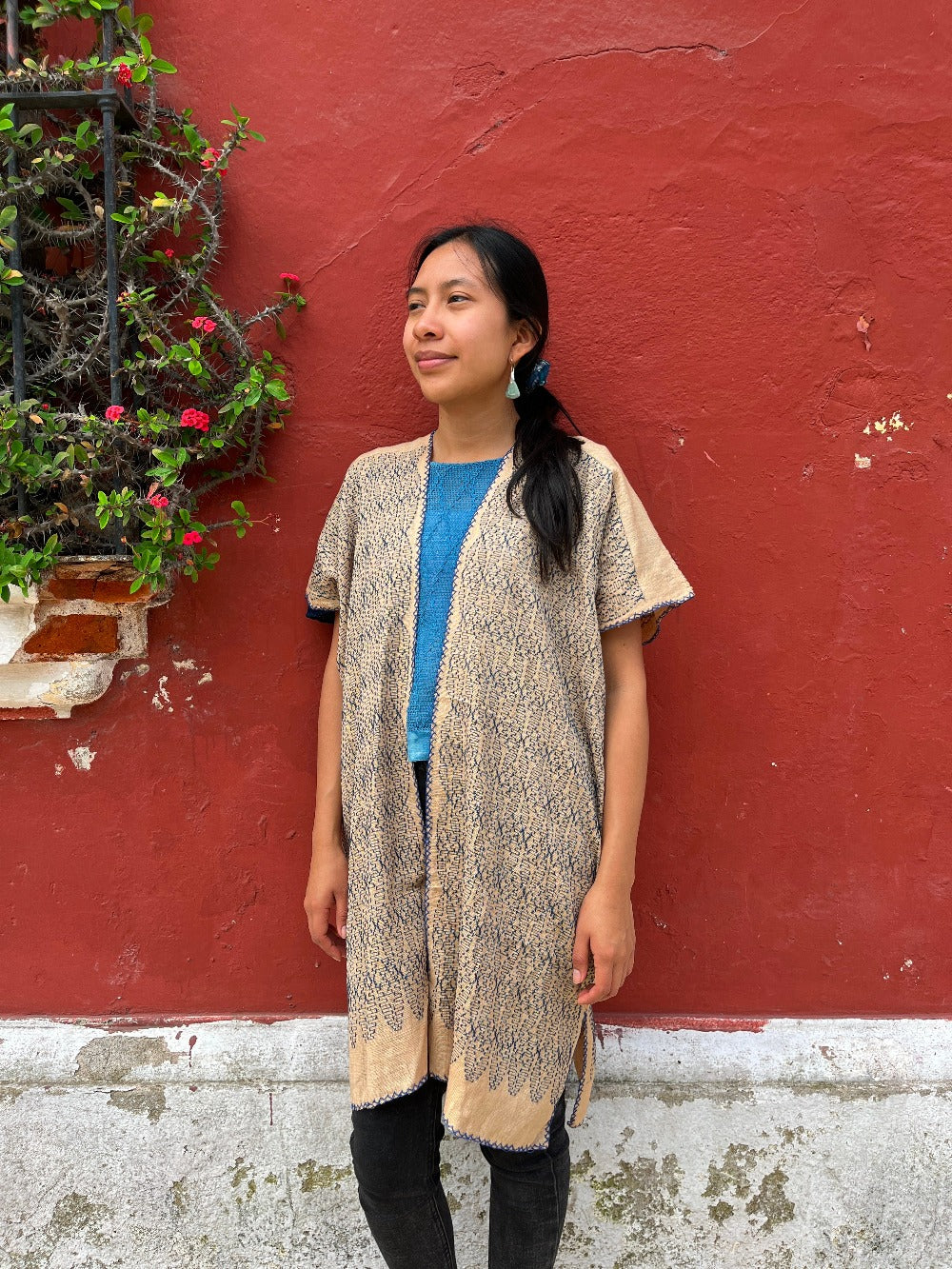 Medium-length Summer Cardigan: Grey + Indigo