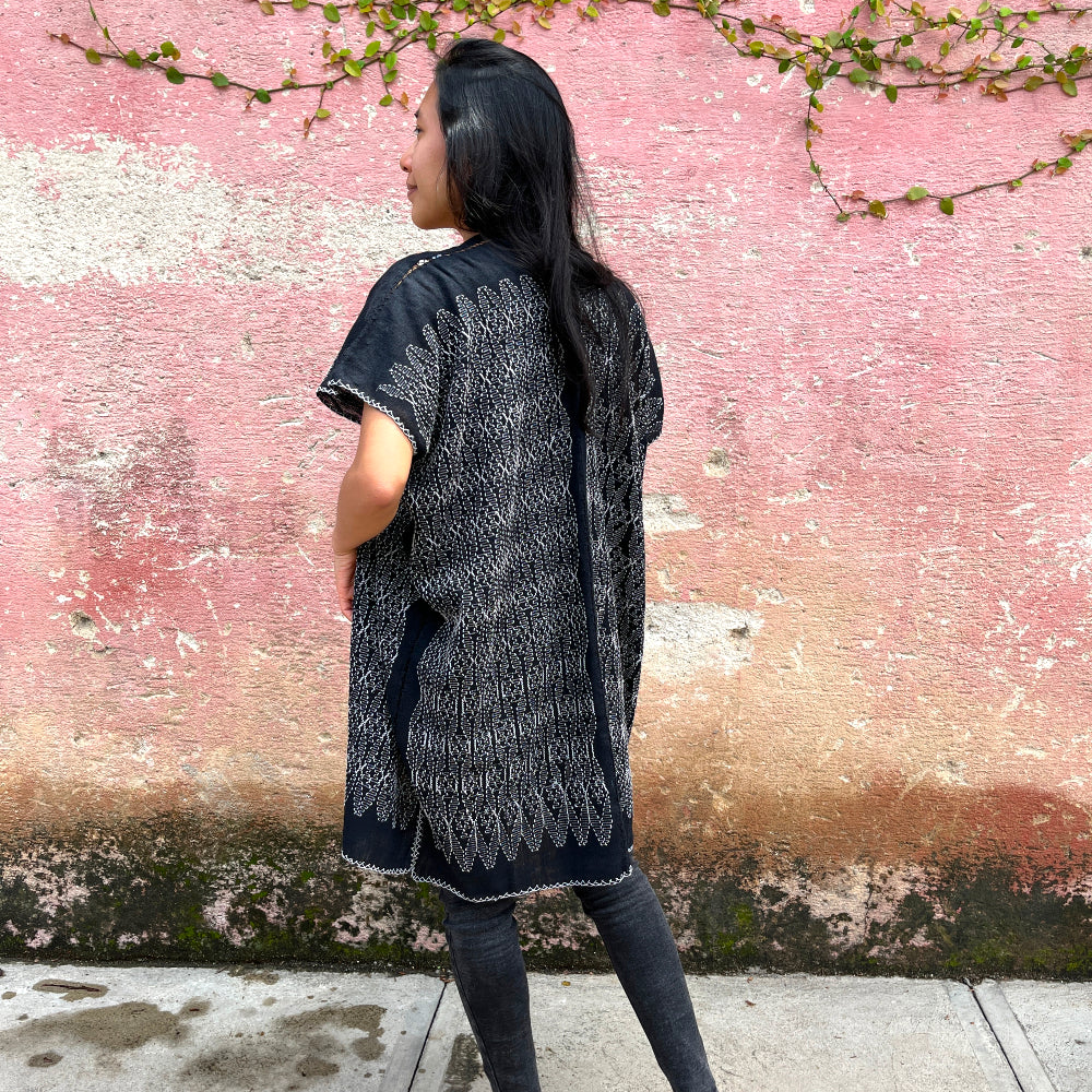 Medium-length Summer Cardigan: Black + Light Grey
