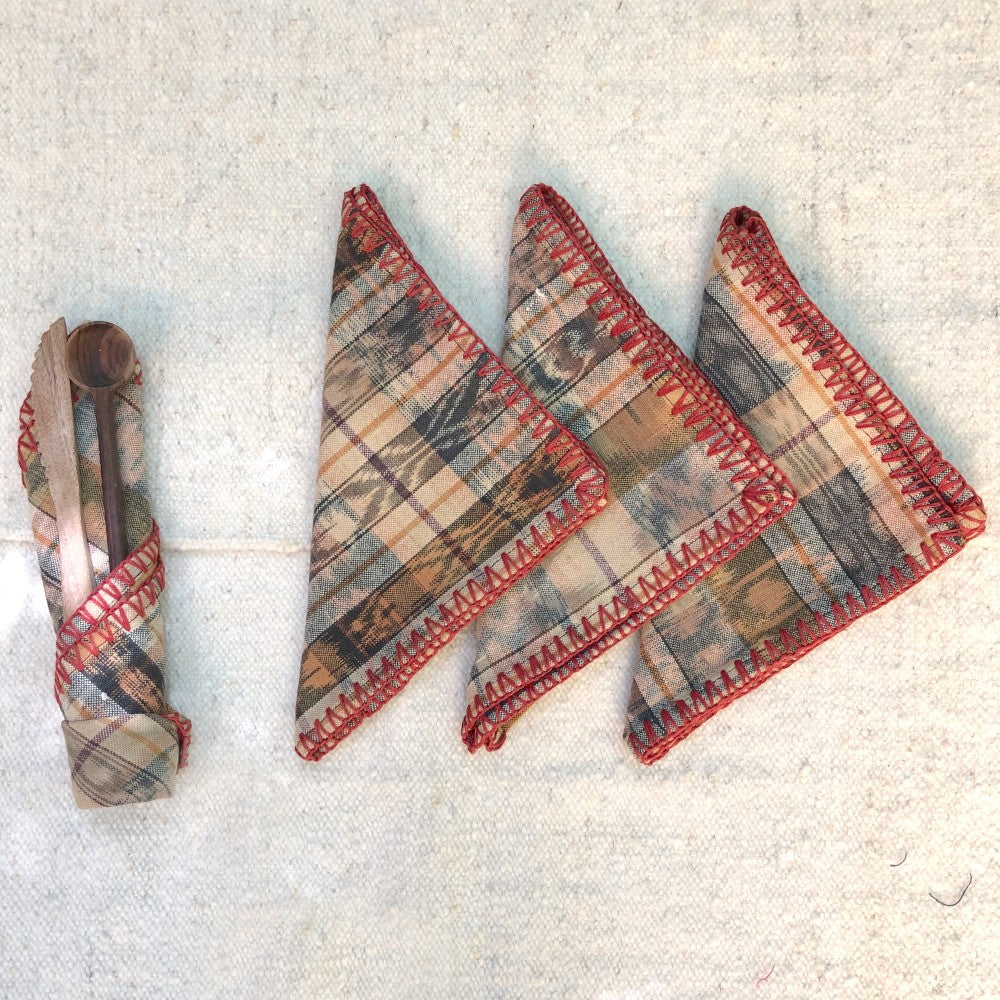 Hand-embroidered Corte Napkins: Cream jaspe (set of 4)