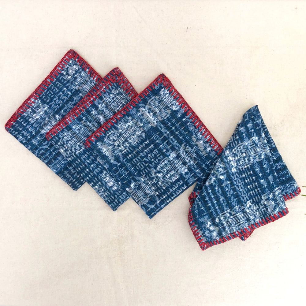Hand-embroidered Corte Napkins: Deep Red (set of 4)
