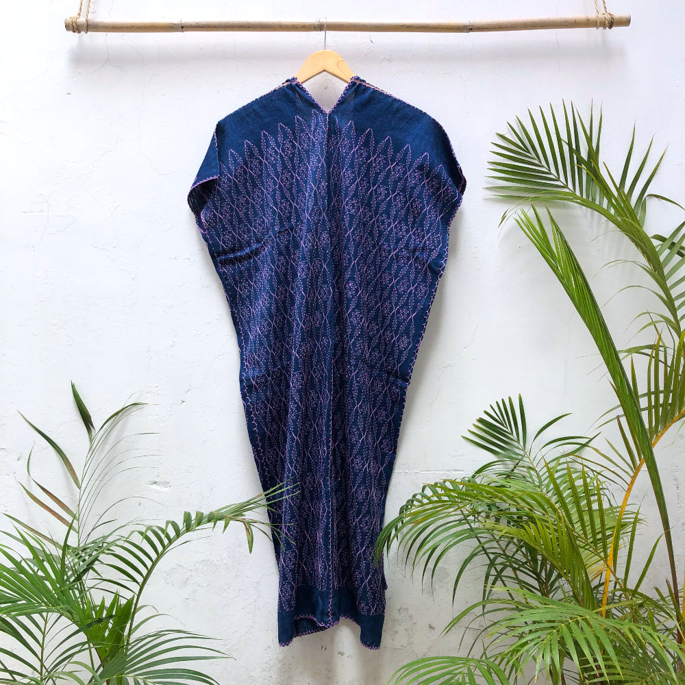 Full-length Summer Cardigan: Indigo + Soft Cochineal