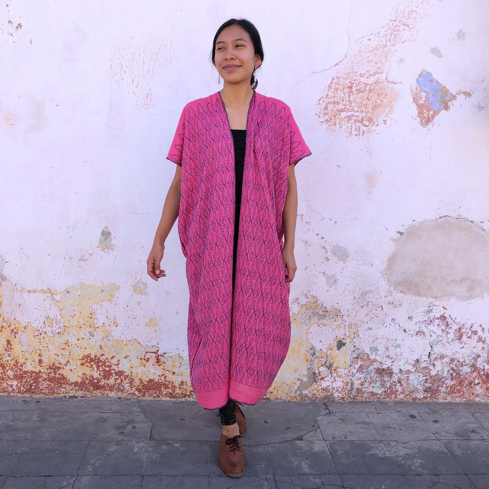 Full-length Summer Cardigan: Cochineal + Indigo