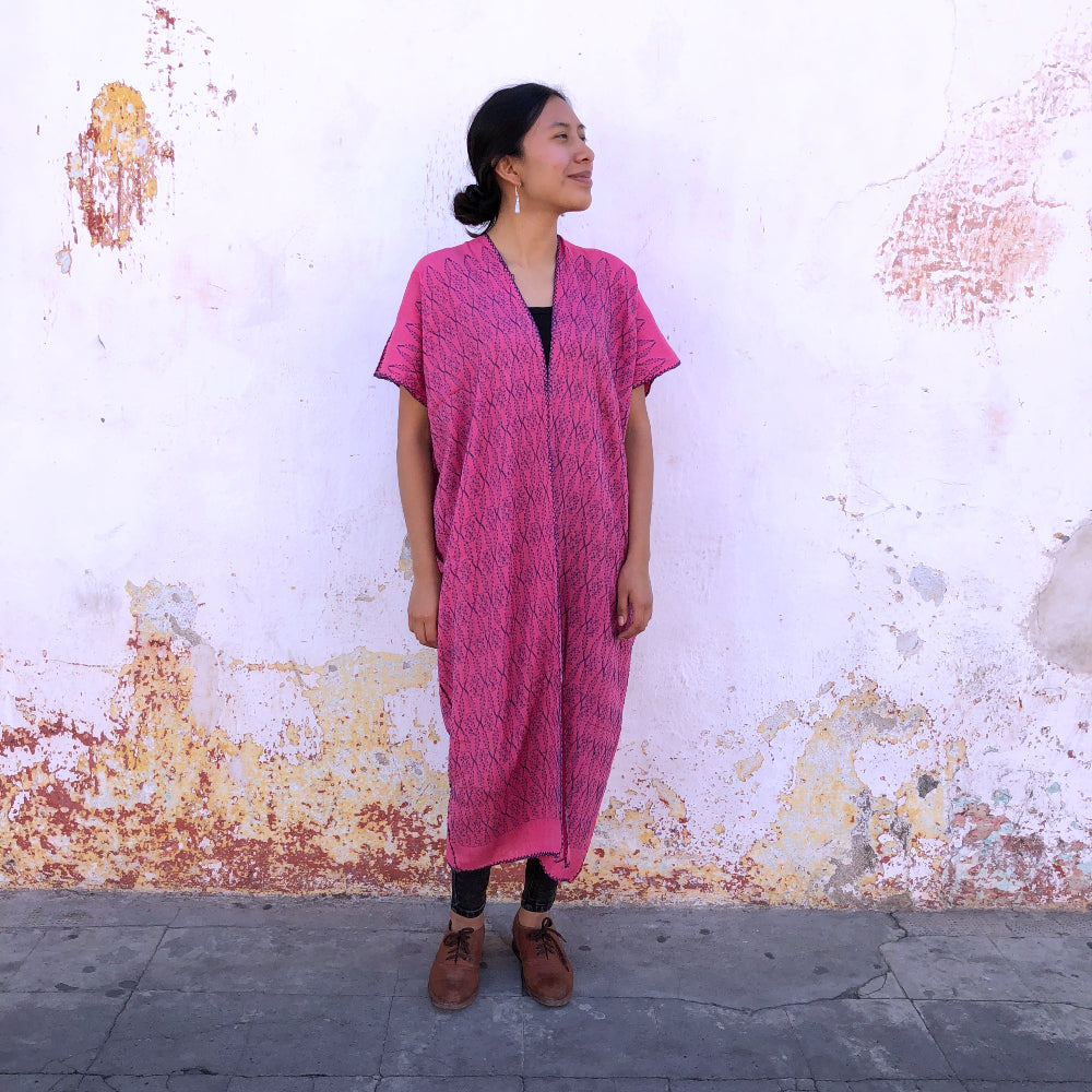 Full-length Summer Cardigan: Cochineal + Indigo