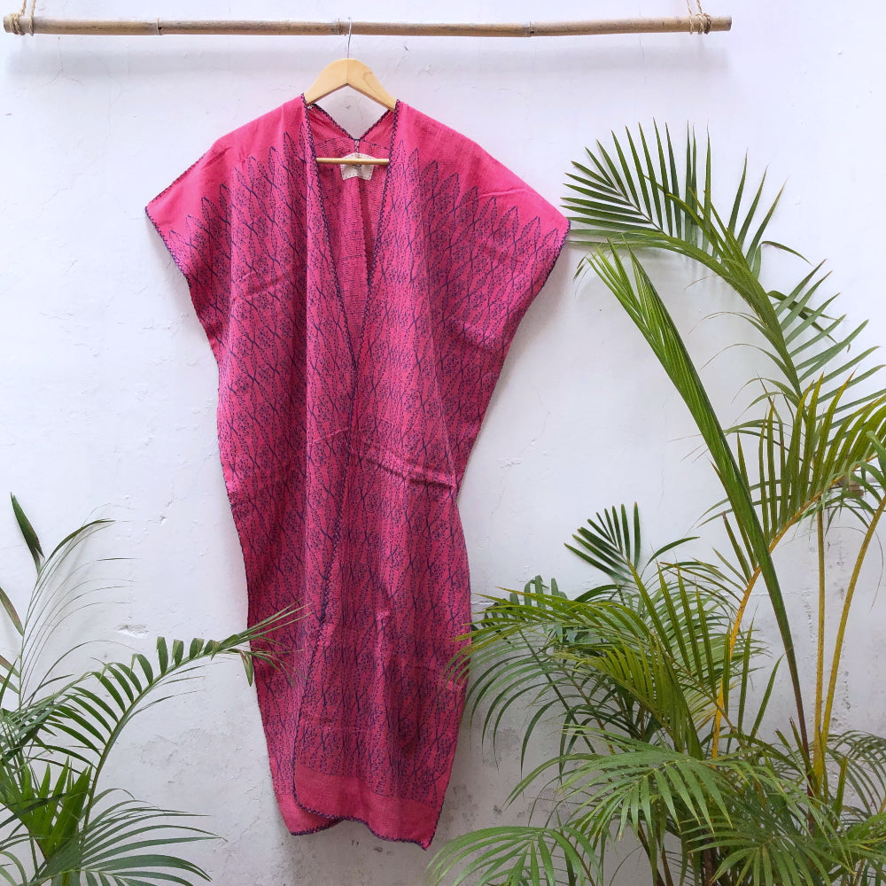Full-length Summer Cardigan: Cochineal + Indigo