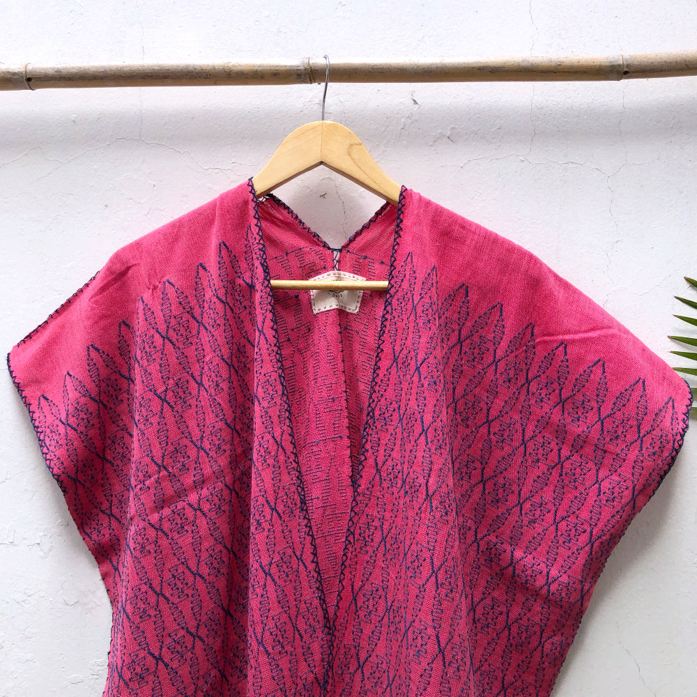 Full-length Summer Cardigan: Cochineal + Indigo