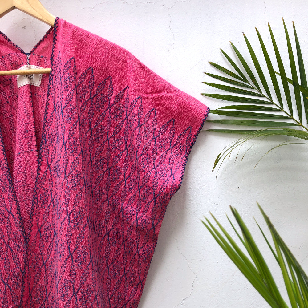 Full-length Summer Cardigan: Cochineal + Indigo