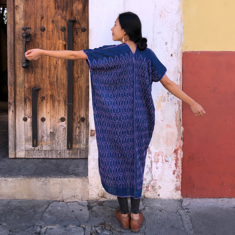 Full-length Summer Cardigan: Indigo + Soft Cochineal