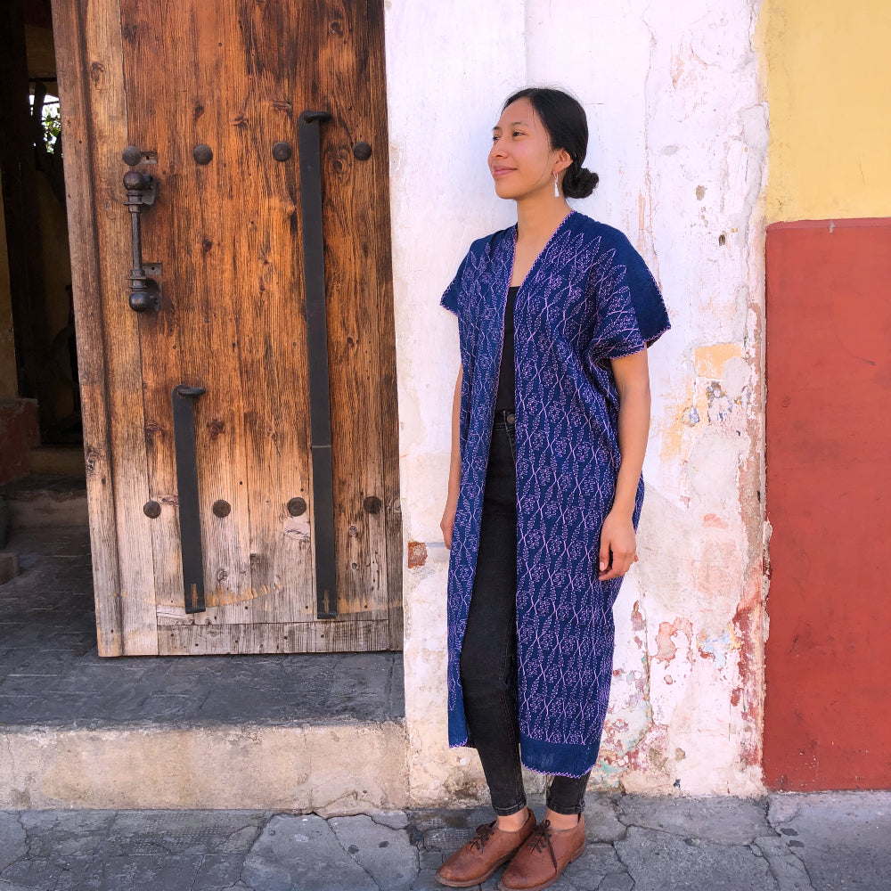 Full-length Summer Cardigan: Indigo + Soft Cochineal