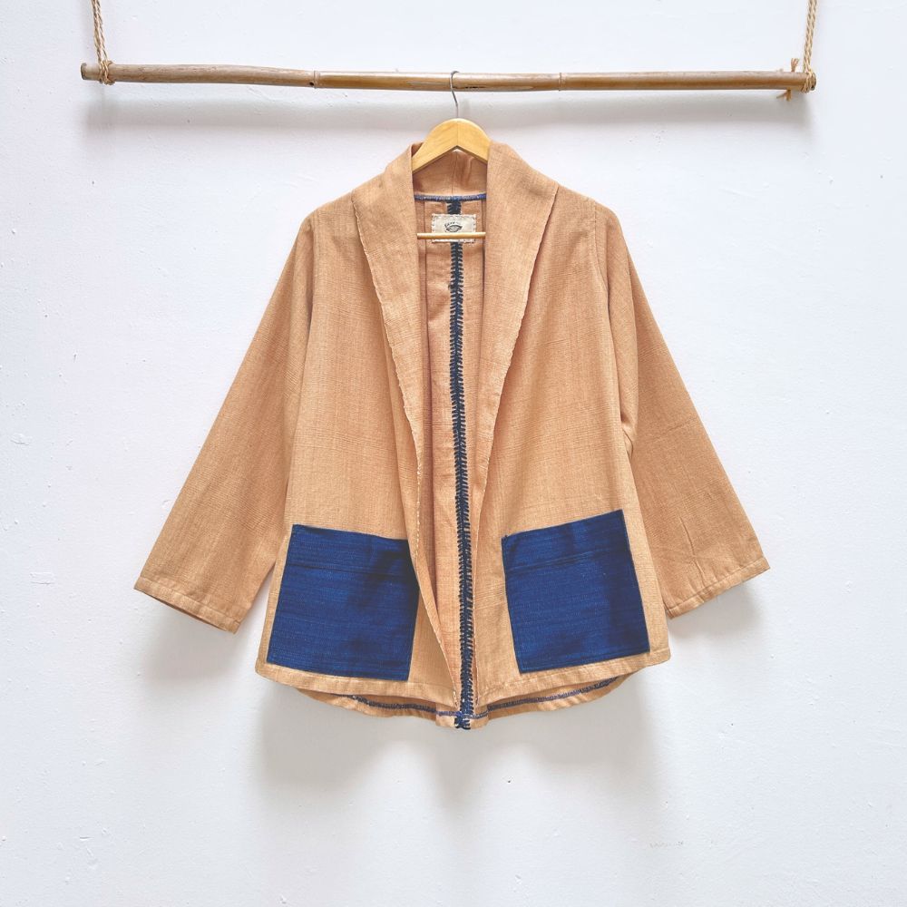Circular Cardigan: Coconut & Indigo
