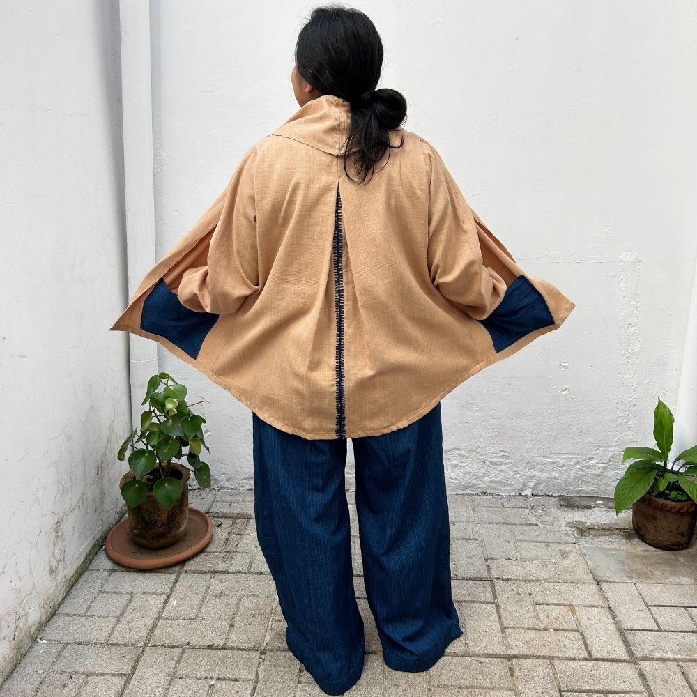 Circular Cardigan: Coconut & Indigo