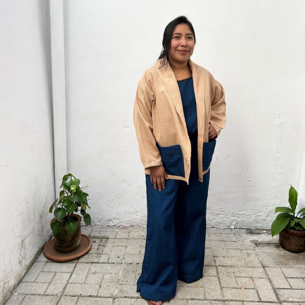 Circular Cardigan: Coconut & Indigo