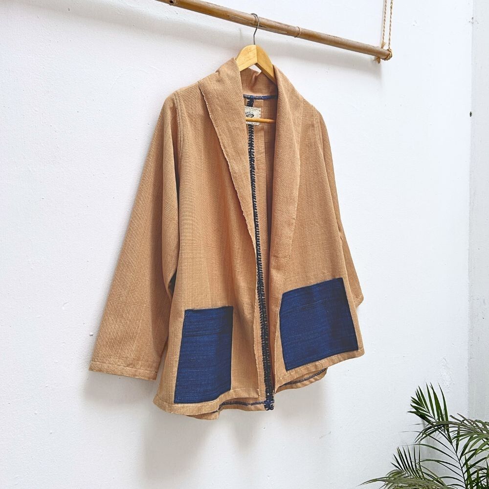 Circular Cardigan: Coconut & Indigo
