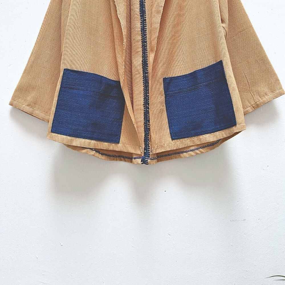 Circular Cardigan: Coconut & Indigo