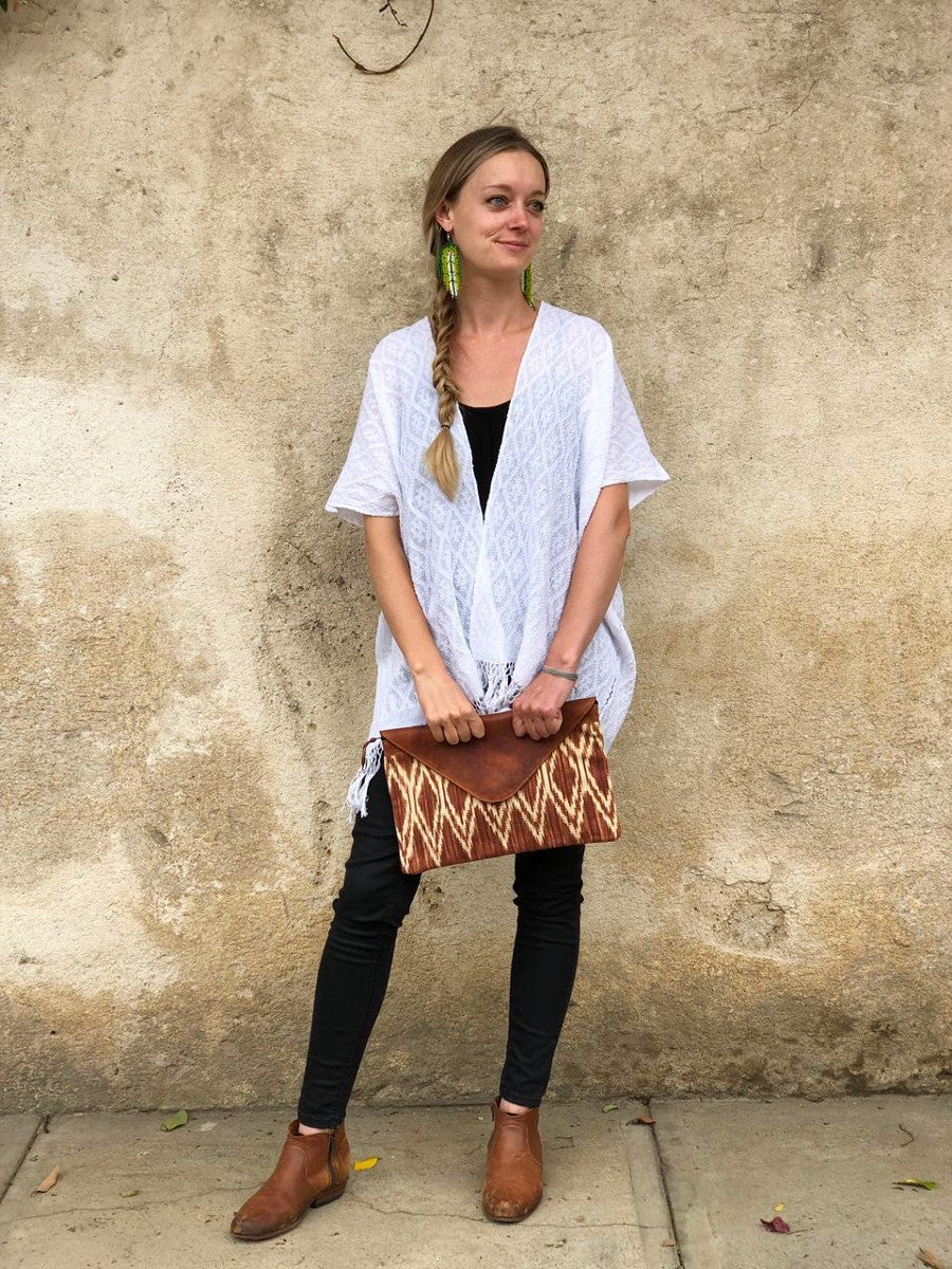 Oversized Envelope Clutch: Indigo and Coffee Ikat