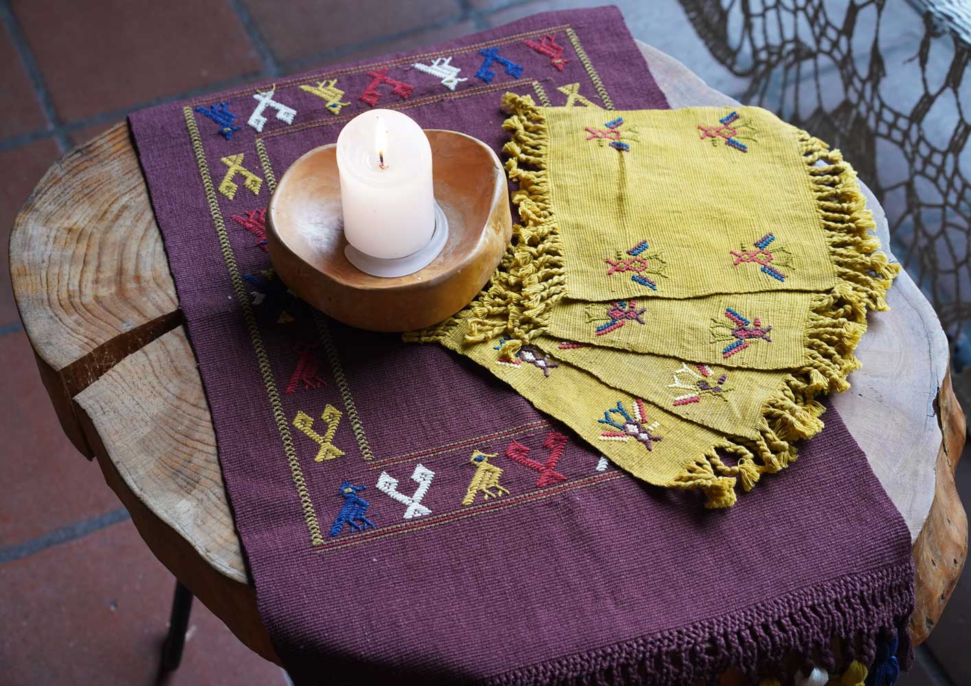 Cotzal Large Coasters: Naturally-dyed Chamomile / pack of two