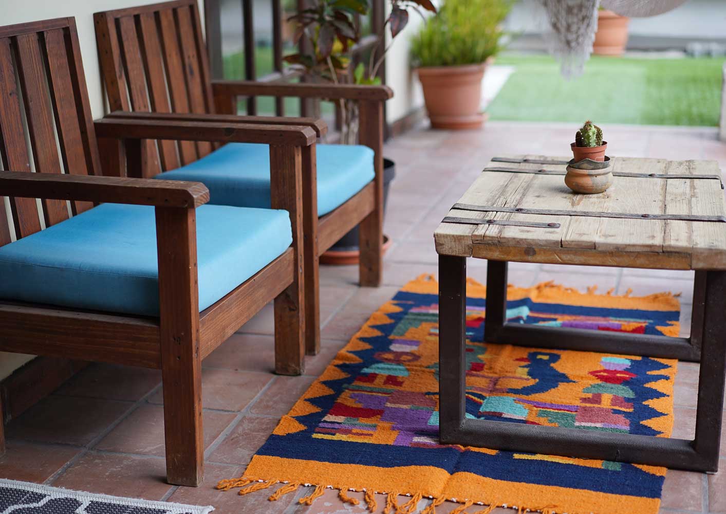 Medium Wool Rug: Quetzal in Ochre