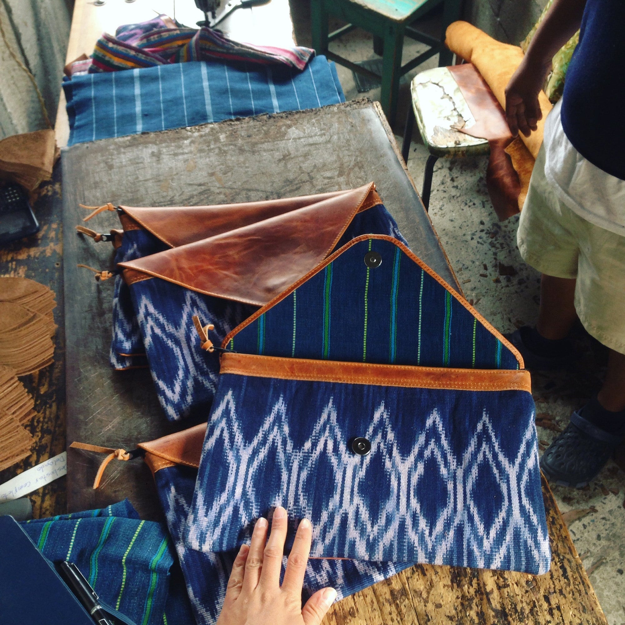 Oversized Envelope Clutch: Indigo Diamond Ikat