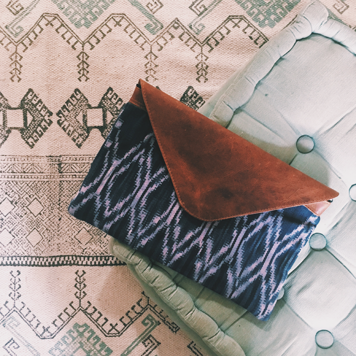 Oversized Envelope Clutch: Indigo Diamond Ikat