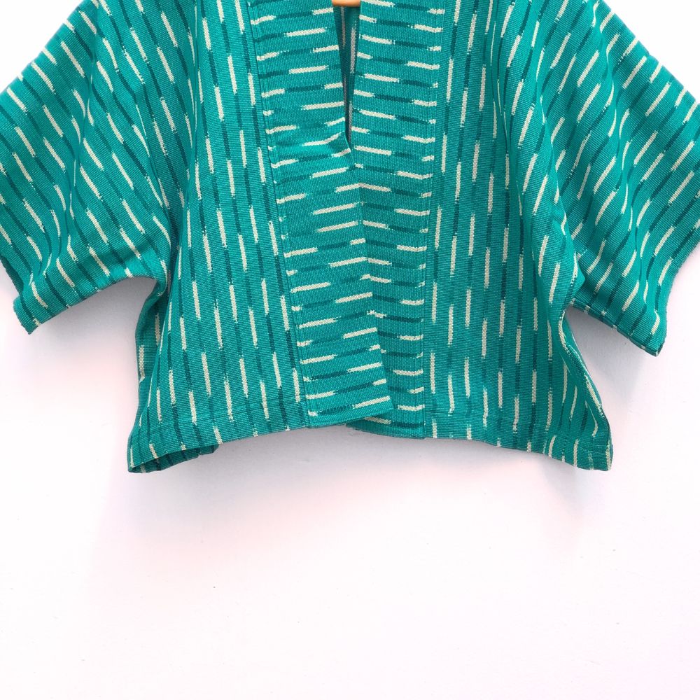 The Aiko Cropped Jacket: Mint Ikat