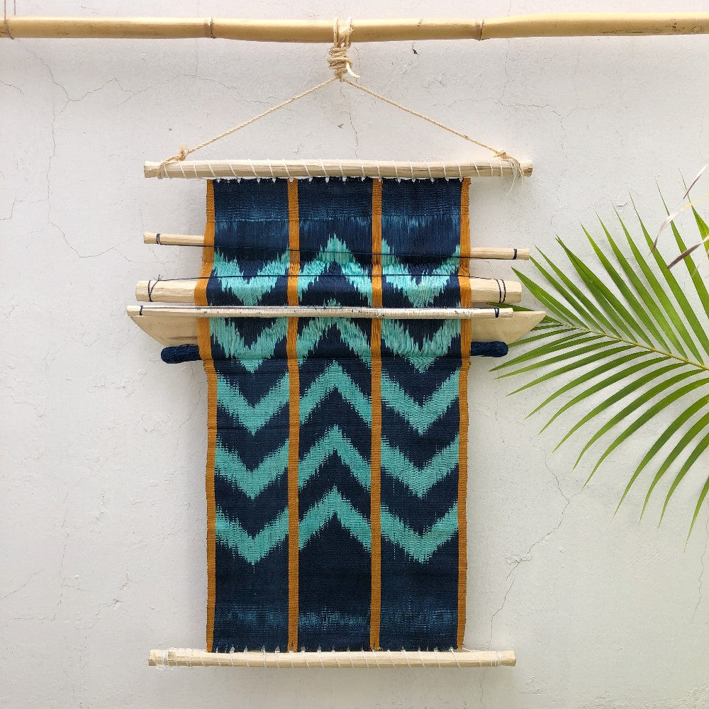 Naturally-dyed Decor Loom: Indigo & Turquoise