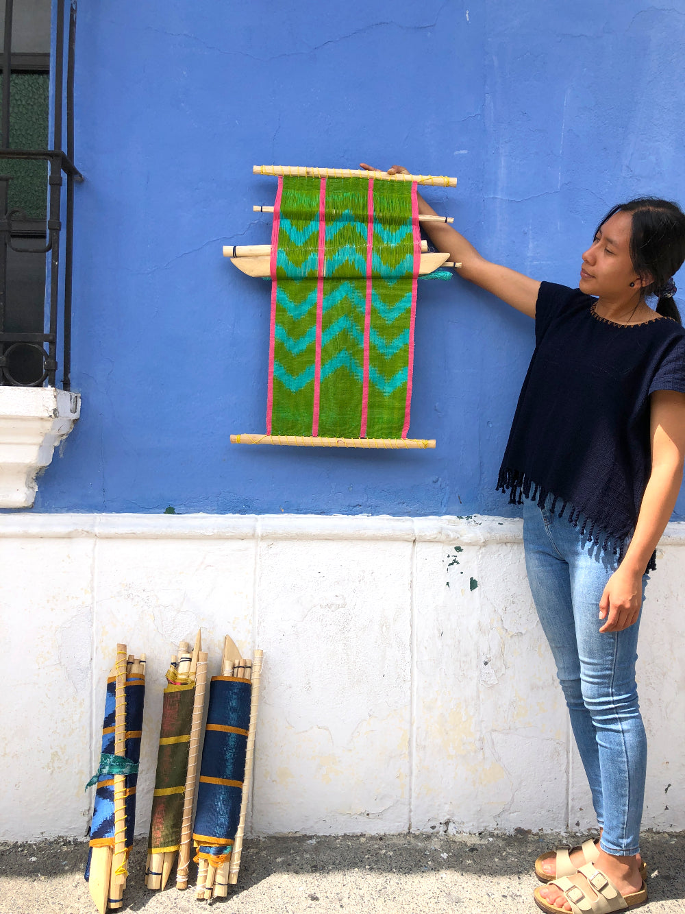 Naturally-dyed Decor Loom: Lime Green & Basil