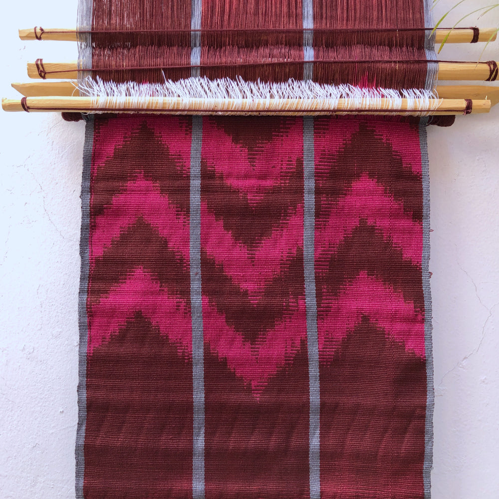 Naturally-dyed Decor Loom: Maroon & Grey