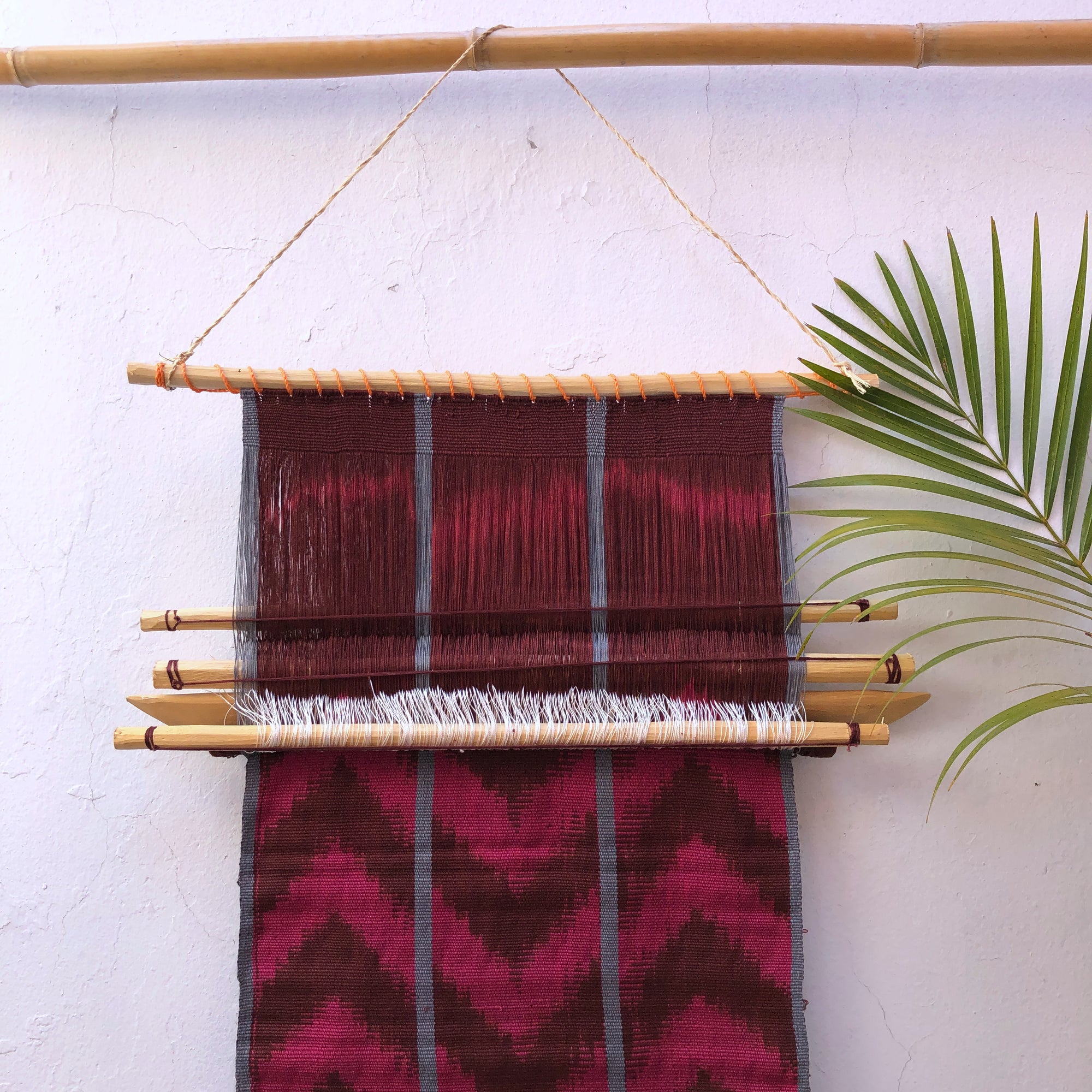 Naturally-dyed Decor Loom: Maroon & Grey