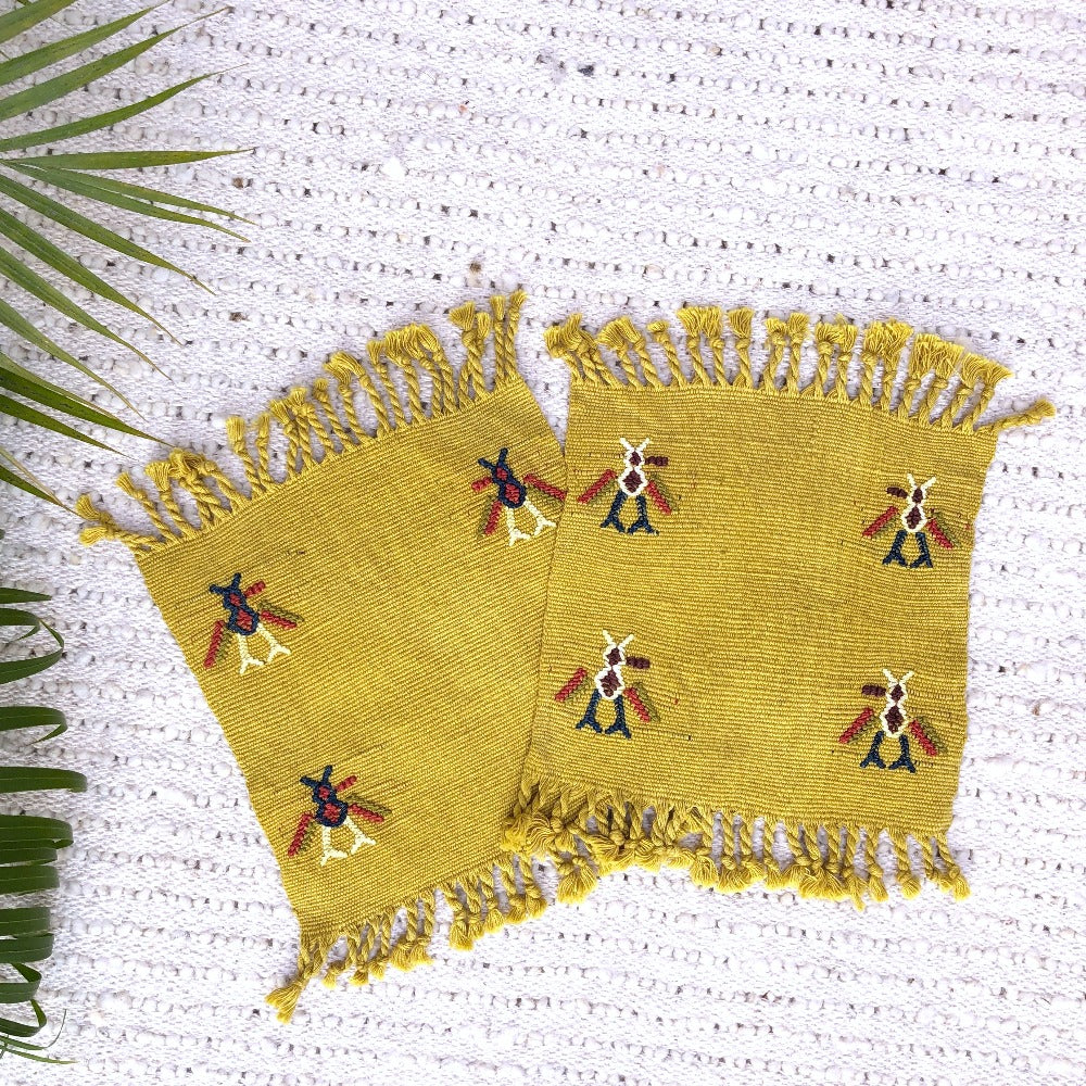 Cotzal Large Coasters: Naturally-dyed Chamomile / pack of two