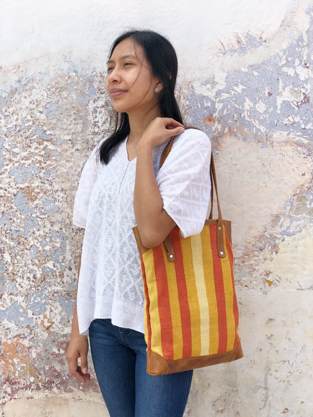 Slim Tote in Two-tone Cochineal