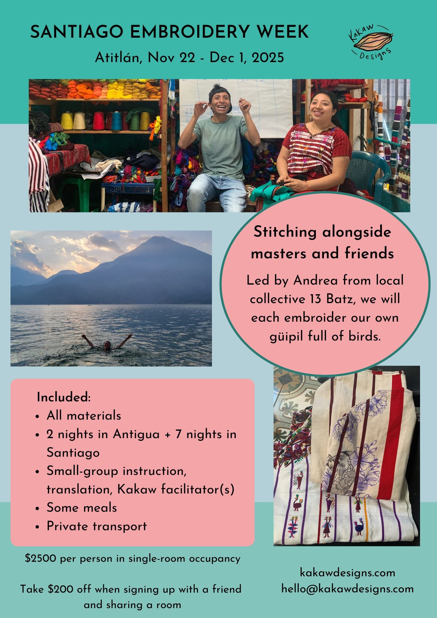 Deposit for Santiago Atitlán Embroidery Week, Nov 22 - Dec 1, 2025