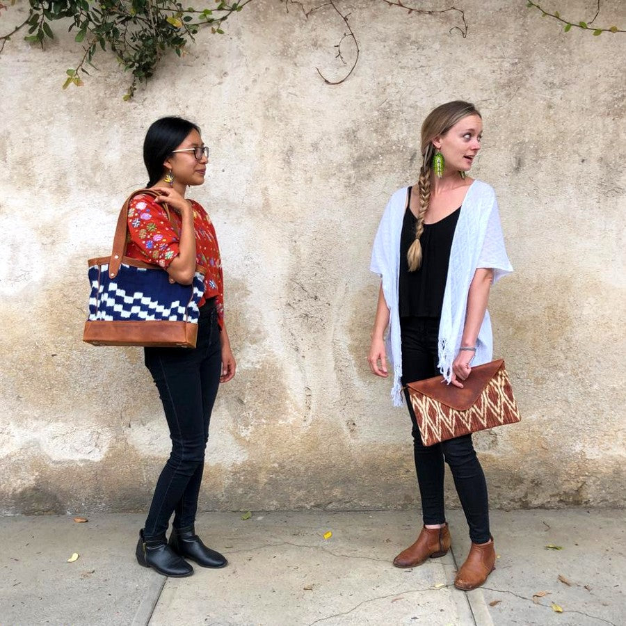 Oversized Envelope Clutch: Indigo and Coffee Ikat