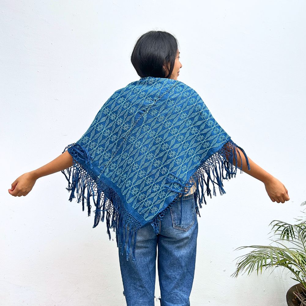 Picbil Shawl in Indigo & Mint
