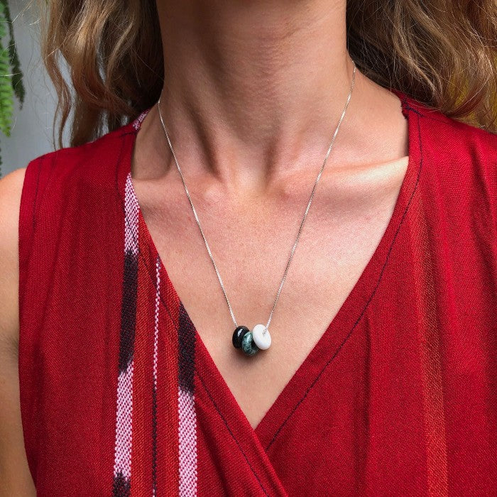 Tres Jades Necklace with Lilac Jade