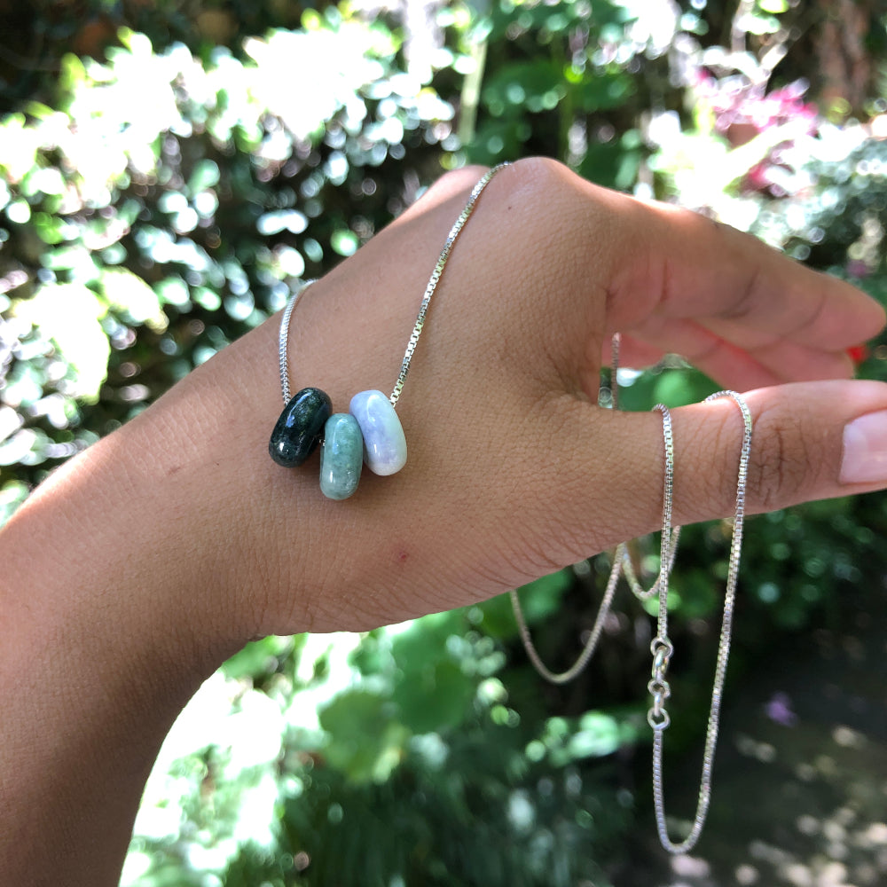Tres Jades Necklace with Lilac Jade