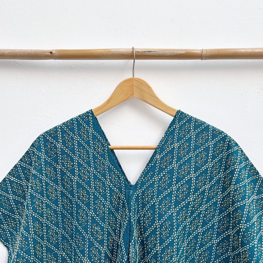 Picbil Handspun Cloud Blouse: Indigo & White Coconut (M/L)