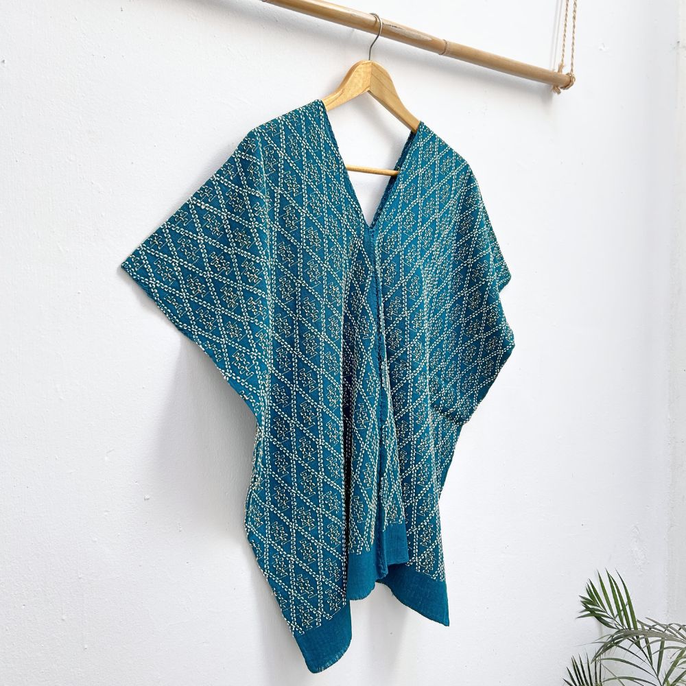 Picbil Handspun Cloud Blouse: Indigo & White Coconut (M/L)