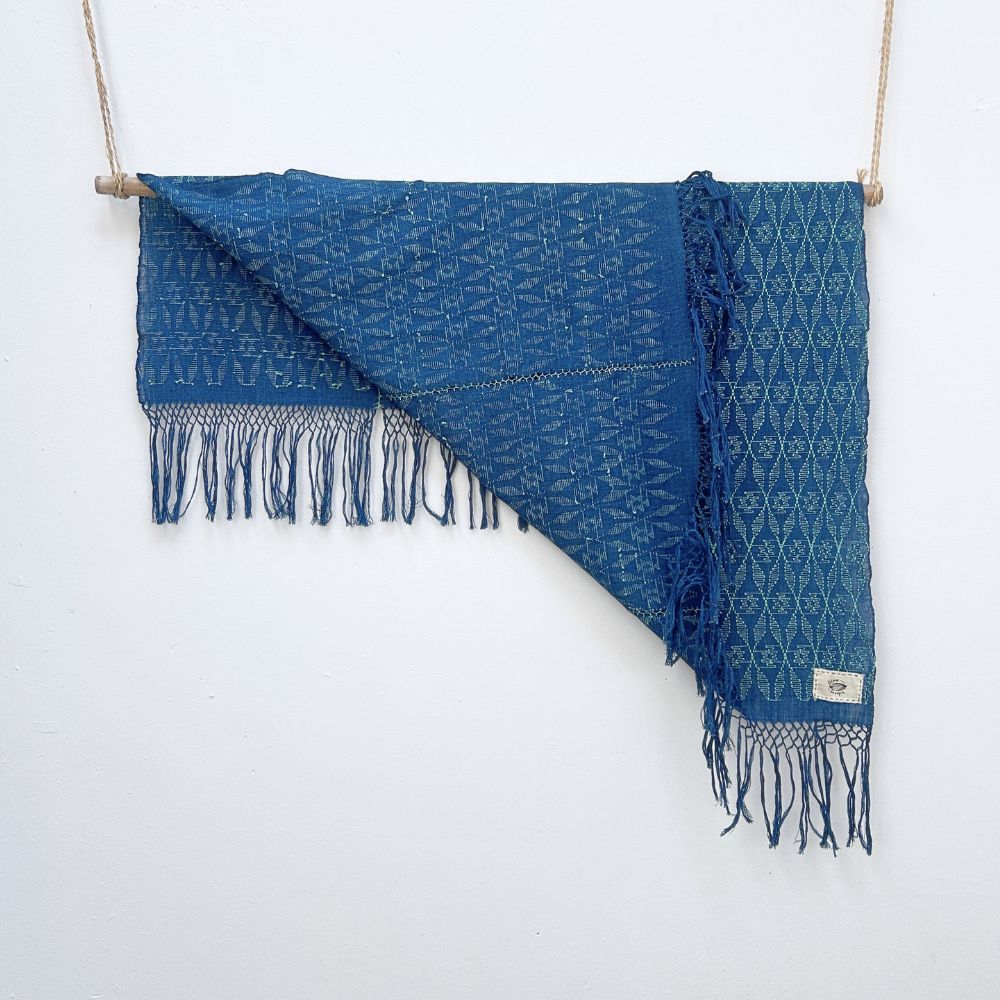 Picbil Shawl in Indigo & Mint