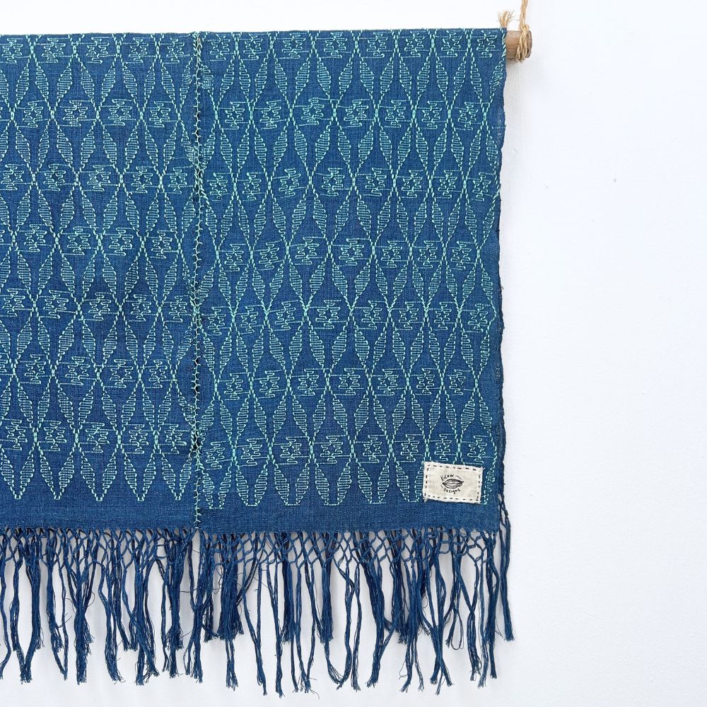 Picbil Shawl in Indigo & Mint